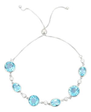 Adjustable 925 Sterling Silver Bolo Bracelet With December Birthstones Jewelry