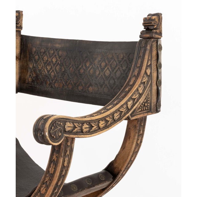 Renaissance Revival Walnut Savonarola Chair For Sale - Image 9 of 11