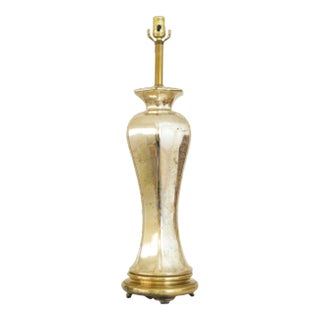 1960s Mid Century Modern Silver/Gold Ceramic Table Lamp For Sale