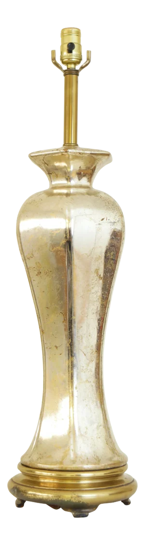 1960s Mid Century Modern Silver/Gold Ceramic Table Lamp