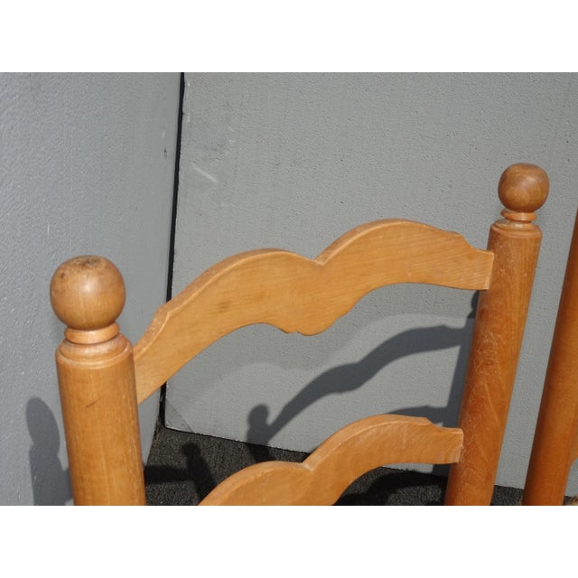 Tan Pair of Vintage French Country Rush Tan Side Chairs W Cushions For Sale - Image 8 of 13