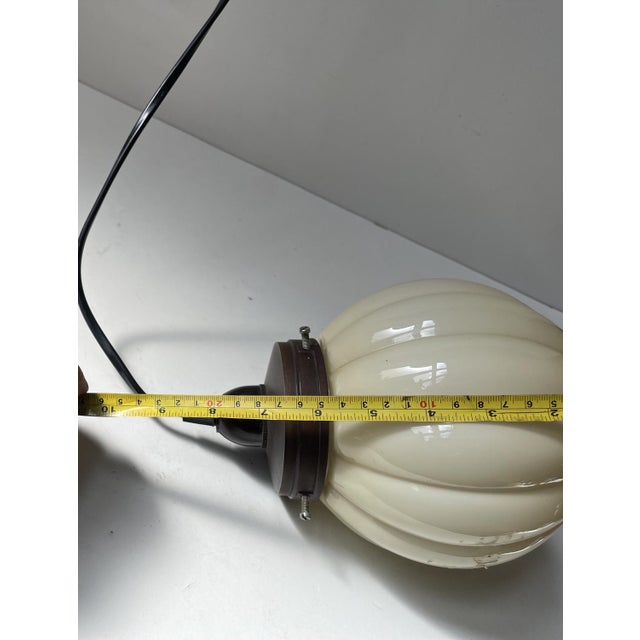 Beige Danish Art Deco Globe Pendant Lamp with Pumpkin Opaline Glass Shade from Lyfa, 1930s For Sale - Image 8 of 9
