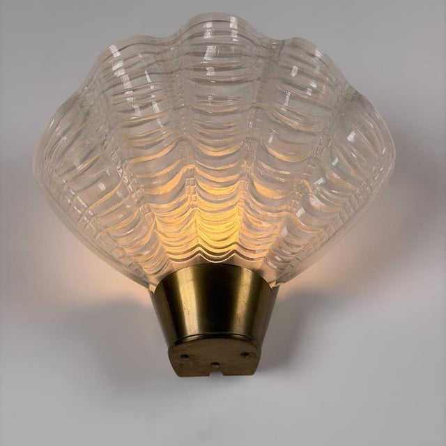 Coquille Wall Lights in Brass and Glass from Asea, Sweden, 1940s, Set of 2 For Sale - Image 15 of 18