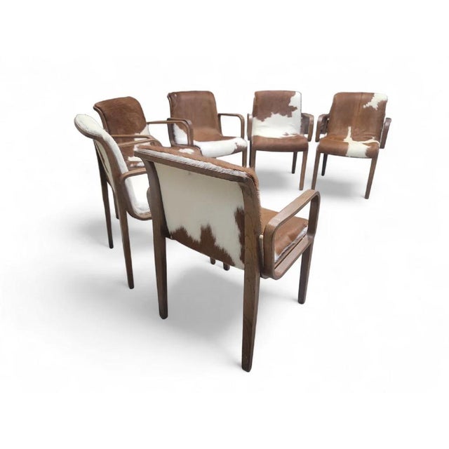 Mid 20th Century Mid Century Modern Bill Stephens Walnut Armchairs for Knoll Newly Reupholstered in Cowhide For Sale - Image 5 of 8