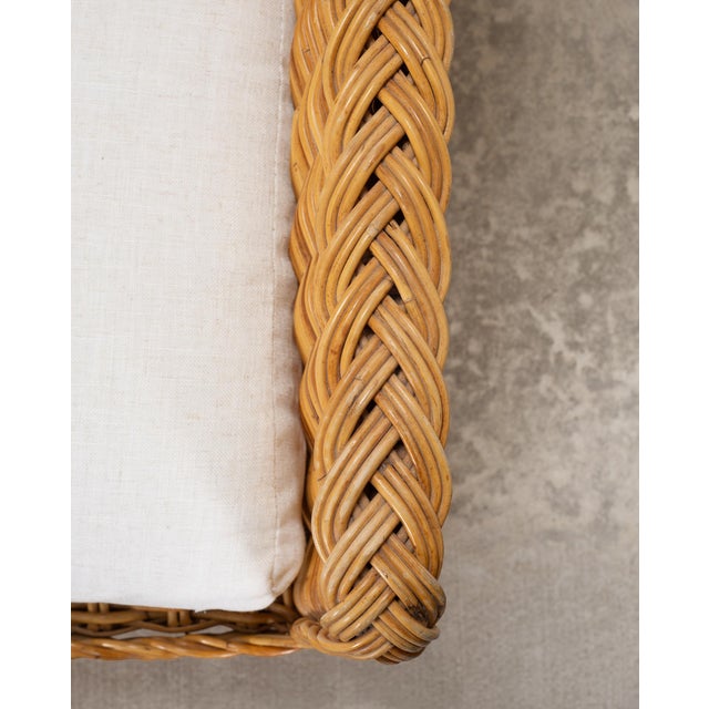 Pair of Organic Modern Rattan Wicker Lounge Armchairs For Sale - Image 11 of 18