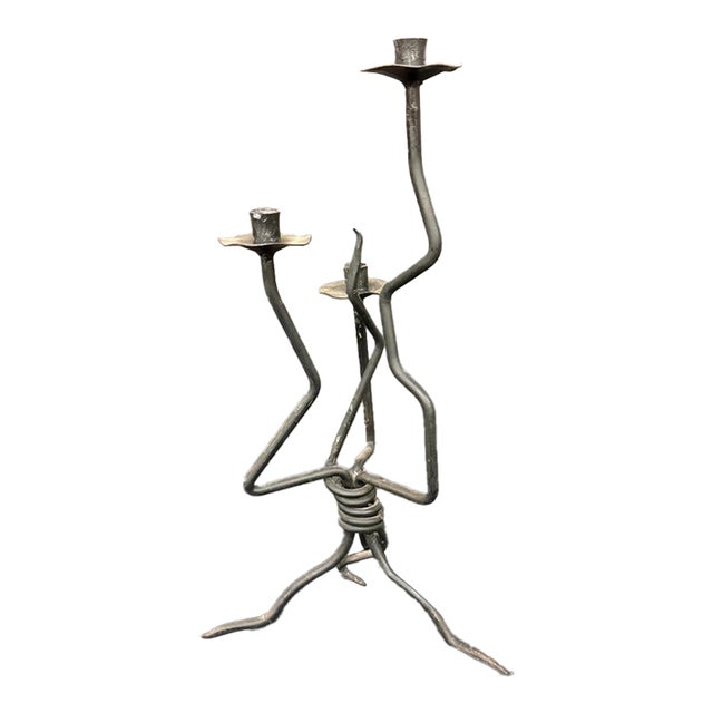 1960s Wrought Iron Candle Holder From the Kenneth Dukoff Collection For Sale