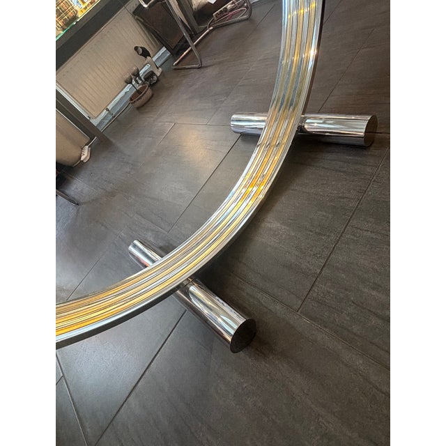 1970s Modern Dining Table in Chrome with Brass and Glass, 1970s For Sale - Image 5 of 7