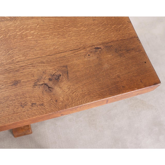 Country French Provincial Oak Farmhouse Trestle Dining Table 10 Ft For Sale - Image 14 of 18