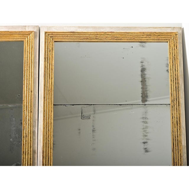 French Pair of Louis XVI Style Reeded Gilt Mirrors For Sale - Image 14 of 14