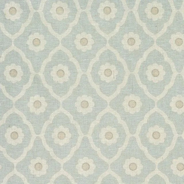 Schumacher X Veere Grenney Soundess Fabric in Blue For Sale