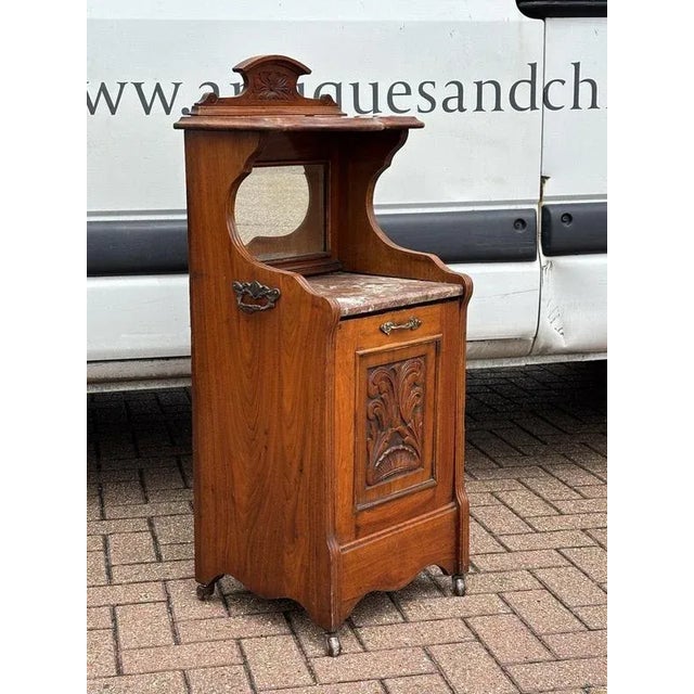 Victorian Walnut Coal Cabinet with Marble Top For Sale - Image 9 of 13