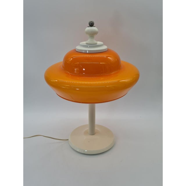 1970s Space Age Table Lamp with Orange Glass Shade, Europe, 1970s For Sale - Image 5 of 12