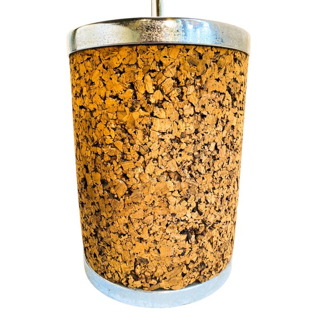 1960s Tall 1960’s Mid-Century Modern Chrome & Cork Lamp For Sale - Image 5 of 7