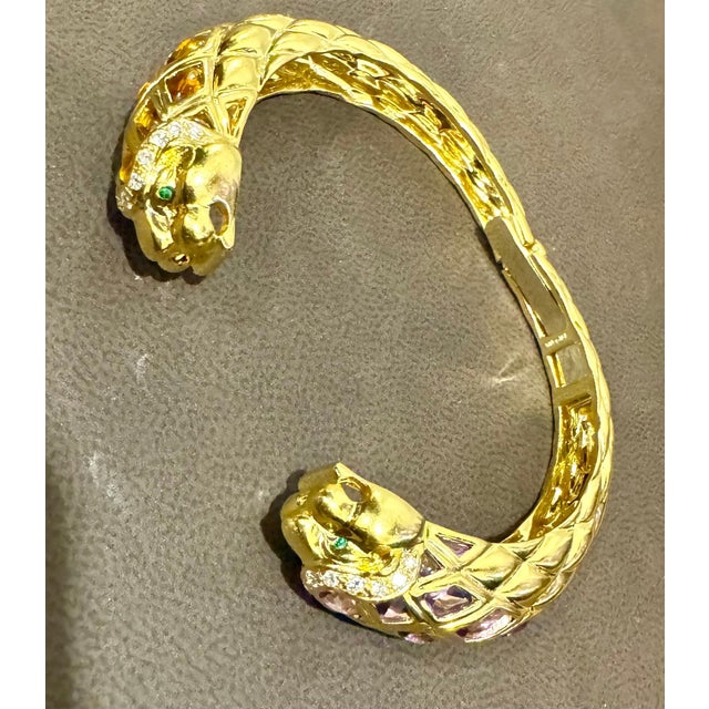 Contemporary Diamond & Amethyst, Citrine Cuff Bangle 18 Kt Gold 57 Gm By Robert Wander Winc For Sale - Image 3 of 18