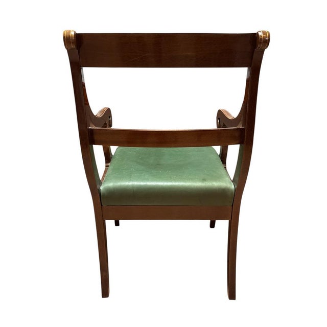 Neoclassical Revival Chair with Green Leather Seat For Sale - Image 4 of 7