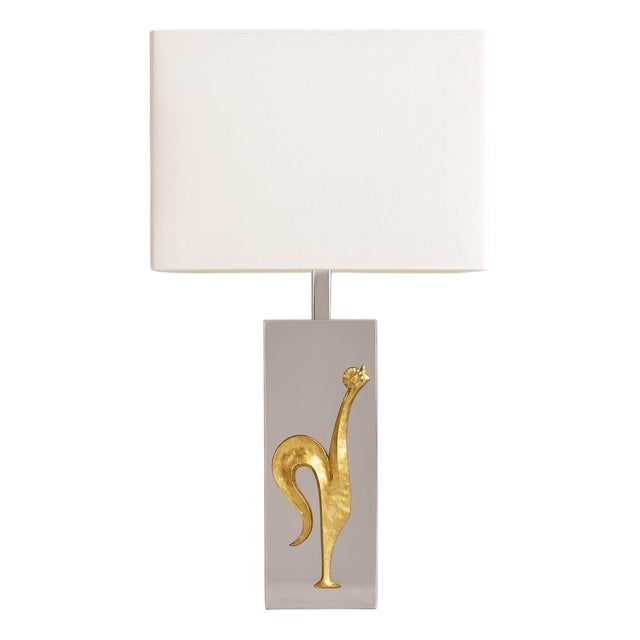 Vintage Chrome Table Lamp with Rooster, 1970 For Sale