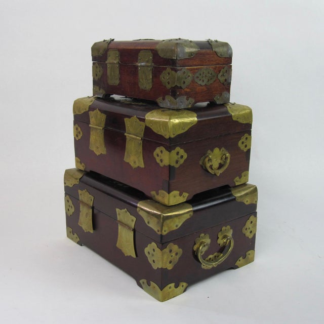 Antique Chinese Jewelry Boxes With Jade Set of 3 Chairish