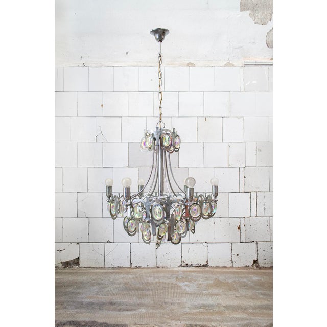 Nine-Light Chandelier in Chromed Steel by Gaetano Sciolari, 1960s For Sale - Image 4 of 4