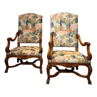 Antique Louis XV Handcarved Armchair For Sale