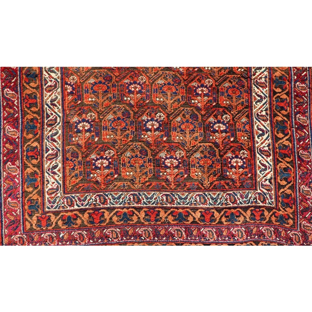 Textile Fine Persian Antique Afshar Rug in Orange and Copper Background & Multi Colors 4'2 X 5'2 For Sale - Image 7 of 12