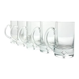 Crate & Barrel, Krosno “Direction” Set of 5 Blown Glass Beer Mugs For Sale