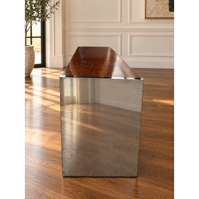 1970s Roger Sprunger for Dunbar Rosewood and Chrome Credenza Sideboard For Sale - Image 9 of 10