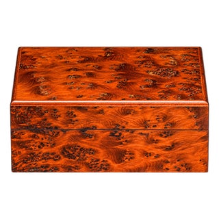 Handsome Exotic Vintage Burlwood Luxury Humidor Trinket Desk Box Home Decor For Sale