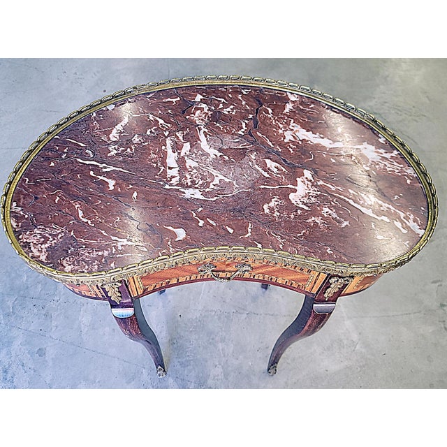 1950s French Kidney Shaped Marble Top Side Table For Sale - Image 4 of 6