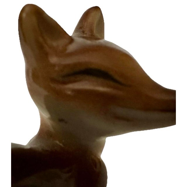Brown Vintage Mid 20th Century Small Ceramic Fox Figurine For Sale - Image 8 of 8