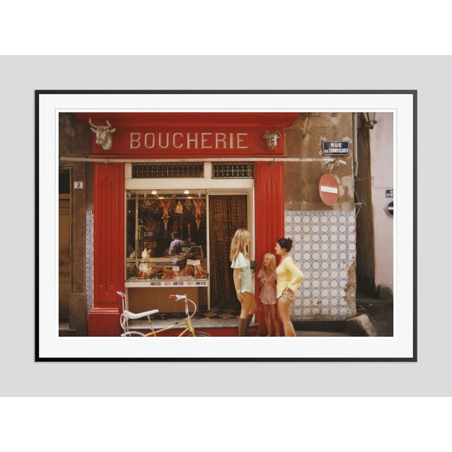Modern Saint-Tropez Boucherie 1971 by Slim Aarons Framed C-Print For Sale - Image 3 of 3