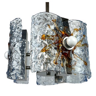 Mid-Century Ice Murano Glass Chandelier attributed to Toni Zuccheri for Mazzega, Italy, 1970s For Sale