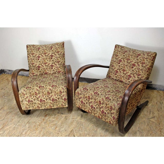 Set of Art Deco No. H-269 Armchairs by Jindrich Halabala for Gebrüder Thonet, 1930s For Sale - Image 3 of 9
