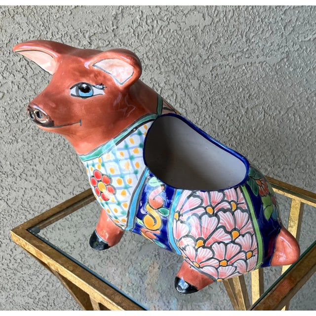 Whimsical Late 20th-Century Talavera Piglet Cachepot / Planter, Mexico For Sale - Image 11 of 12