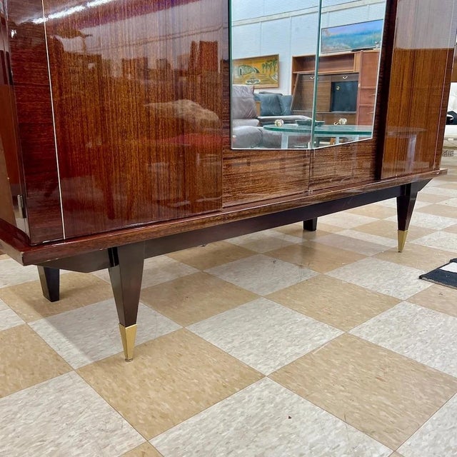 French Designer Armoire, Mahogany, Brass, France, 1950s For Sale - Image 10 of 10