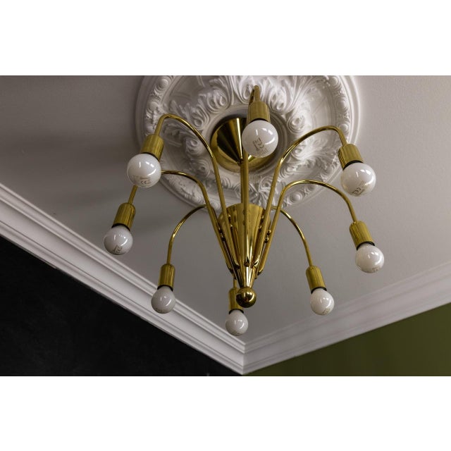 Mid-Century Modern Brass Eight-Light Sputnik Chandelier by Tz Leuchten, Germany, 1970s For Sale - Image 13 of 18