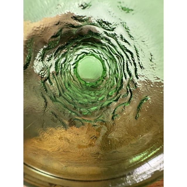 Glass Vintage Green Art Glass Vase Textured Bark Avocado Retro Mid Century Decor For Sale - Image 7 of 8