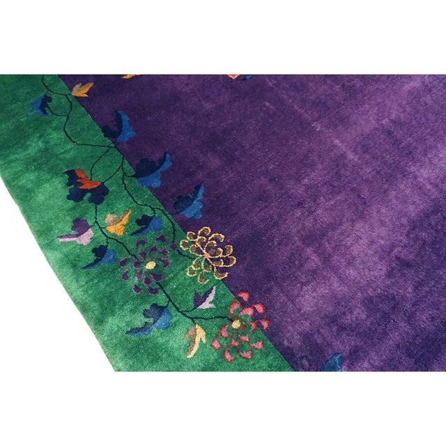 Purple 1920s Purple Open Field Floral Antique Chinese Art Deco Rug by Nichols Workshop For Sale - Image 8 of 9