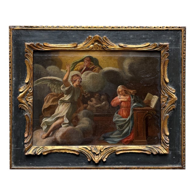 Italian School Artist, Annunciation, 17th-18th Century, Oil on Canvas, Framed For Sale