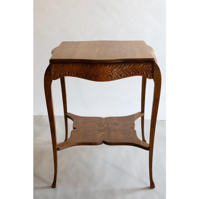 Antique Victorian Oak Side Parlor Table With Lovely Legs and Unique Shape For Sale In Monterey, CA - Image 6 of 9