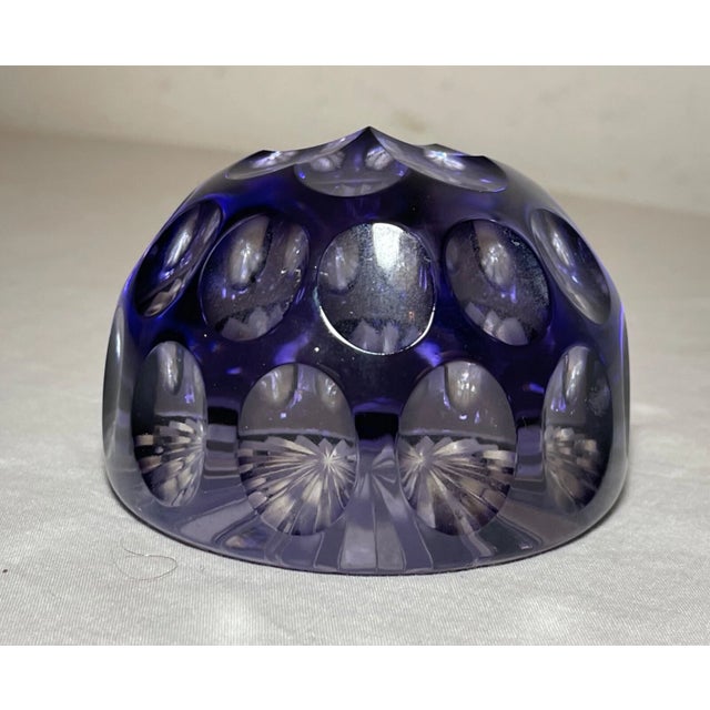 Vintage Hand Made Cut to Clear Purple Amethyst Glass Desk Paperweight Crystal For Sale - Image 4 of 9