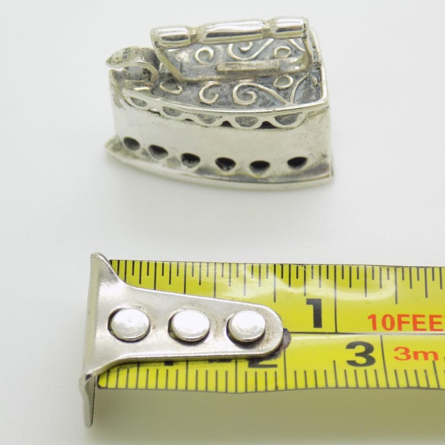 Vintage Italian Handmade Genuine Sterling Silver 925 Old Fabric Iron Dollhouse Miniature For Sale - Image 9 of 10