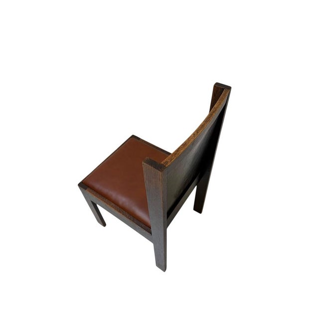 Brown Art Deco Modernist Side Chair with Leather Seat, 1930s For Sale - Image 8 of 10