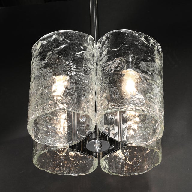 1970s Mid-Century Modern Hand-Blown Murano Mottled Glass & Nickel Chandelier by Mazzega For Sale - Image 18 of 18