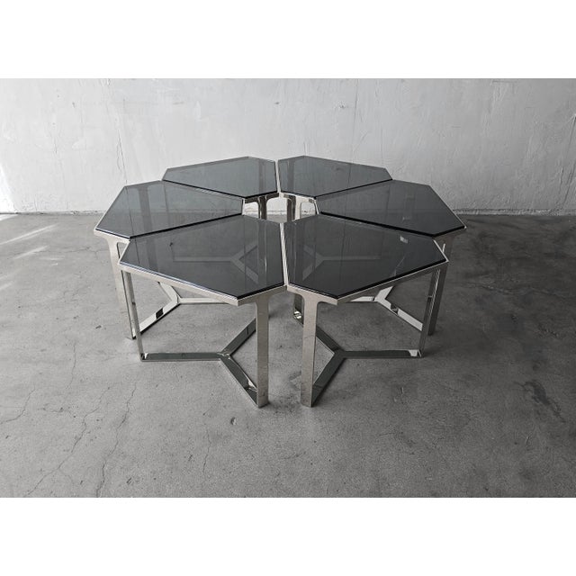 Donghia Kravet Forma Table in Polished Chrome and Smoked Glass - 6 Available For Sale - Image 10 of 16