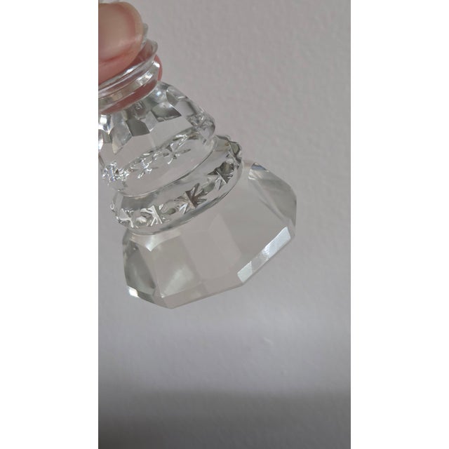 Vintage Tall Faceted Crystal-Glass Salt and Pepper Shakers With Silver-Tone Caps For Sale - Image 16 of 16