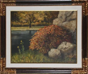 Barberry Bush, Harry Lane Oil on Board, Signed L.r.