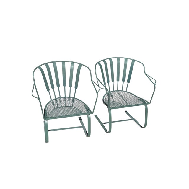 Mid-Century Modern Wrought Iron Pinecrest Bouncer Patio Chairs - A Pair For Sale - Image 11 of 14