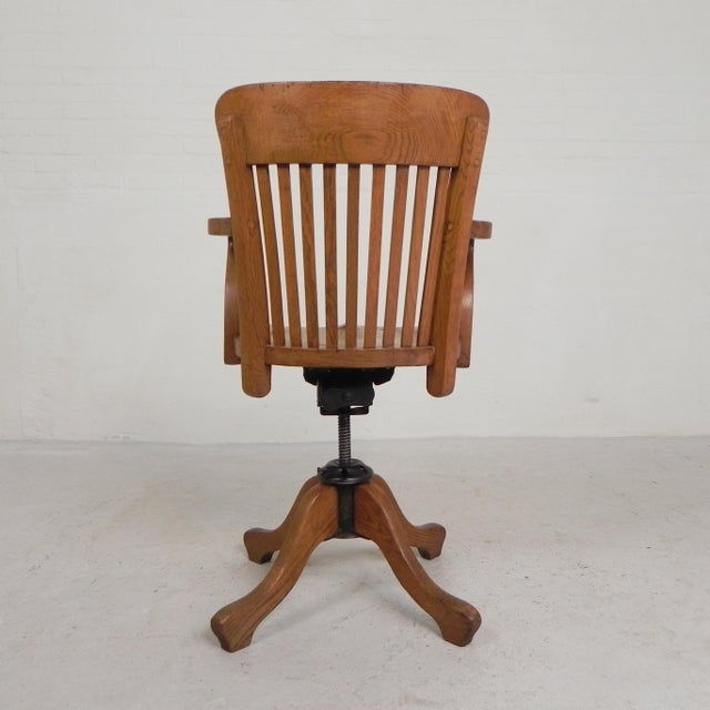 Oak Office Chair with Adjustable Spring System and Height Adjustment, 1950s For Sale - Image 15 of 18