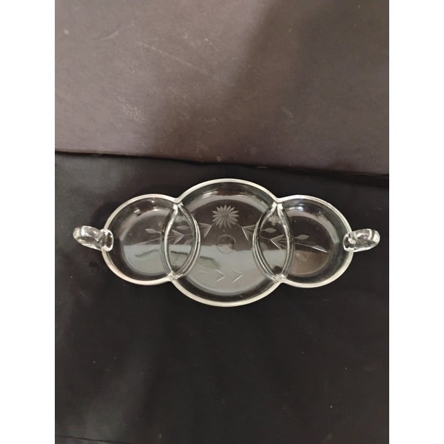Art Deco 1930s Martinsville 5 Section Etched Glass Tray For Sale - Image 3 of 6
