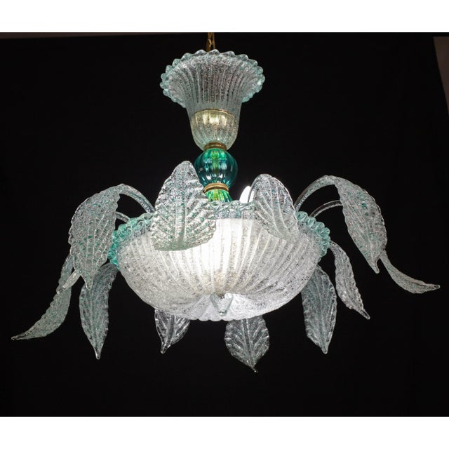 1970s Vintage Venetian Turquoise Murano Glass Chandelier For Sale - Image 5 of 12